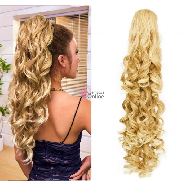 Extensie de par coada ondulata cu cleste 68 cm Blond Deschis Ombre Mixt Cod 39399
